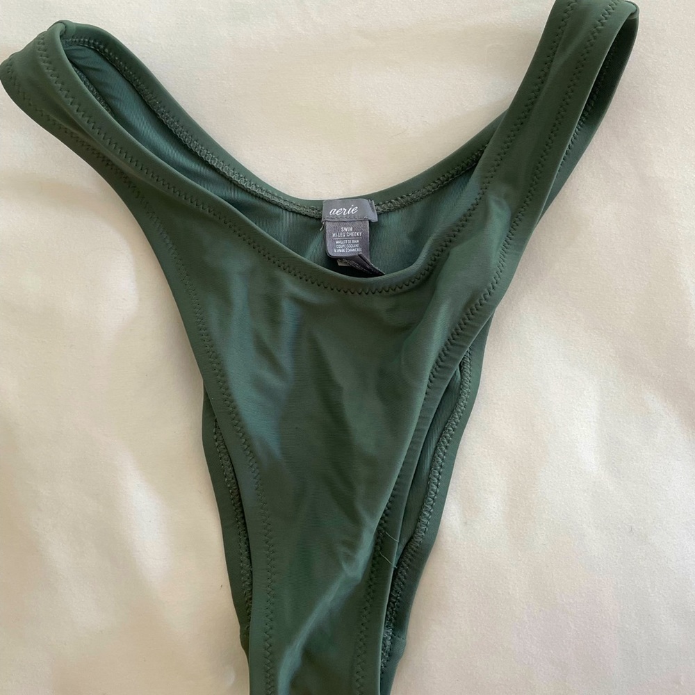 Aerie Olive High Leg Cheeky Bottoms